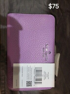 Kate Spade Lena Medium Comp Bifold Pebbled Leather Wallet